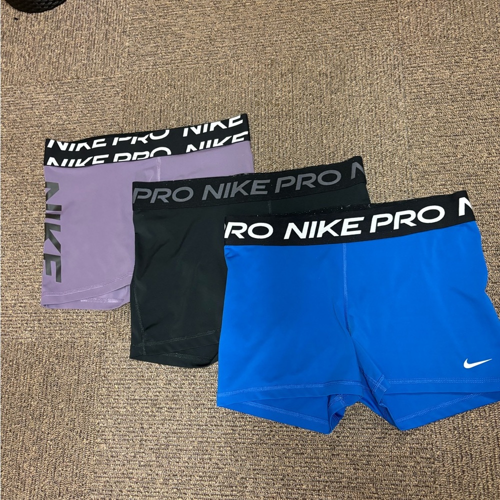 Nike Pro Athletic Shorts Set - Purple, Black, Blue